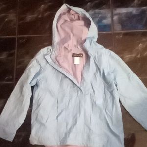 Kids large/ adult sm light blue windbreaker half zip kangaroo pocket